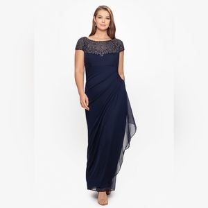 Navy Blue Floor Length Gown